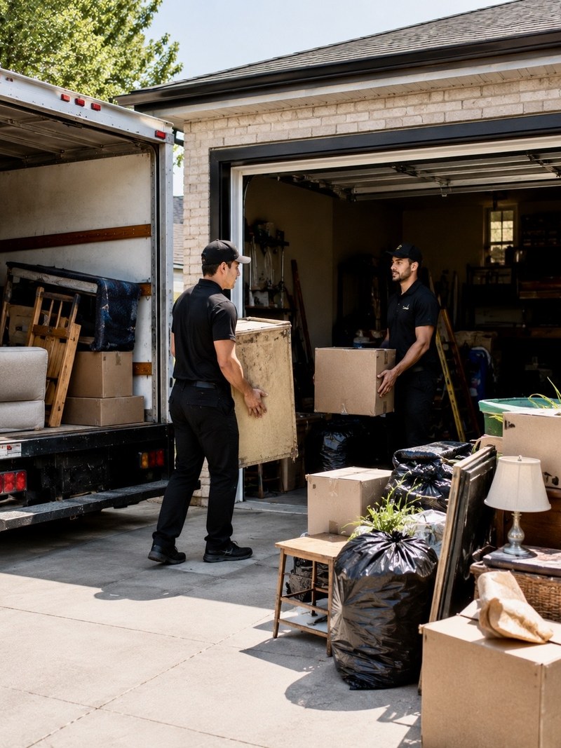 EasyMove crew handling a garage cleanout and junk removal job